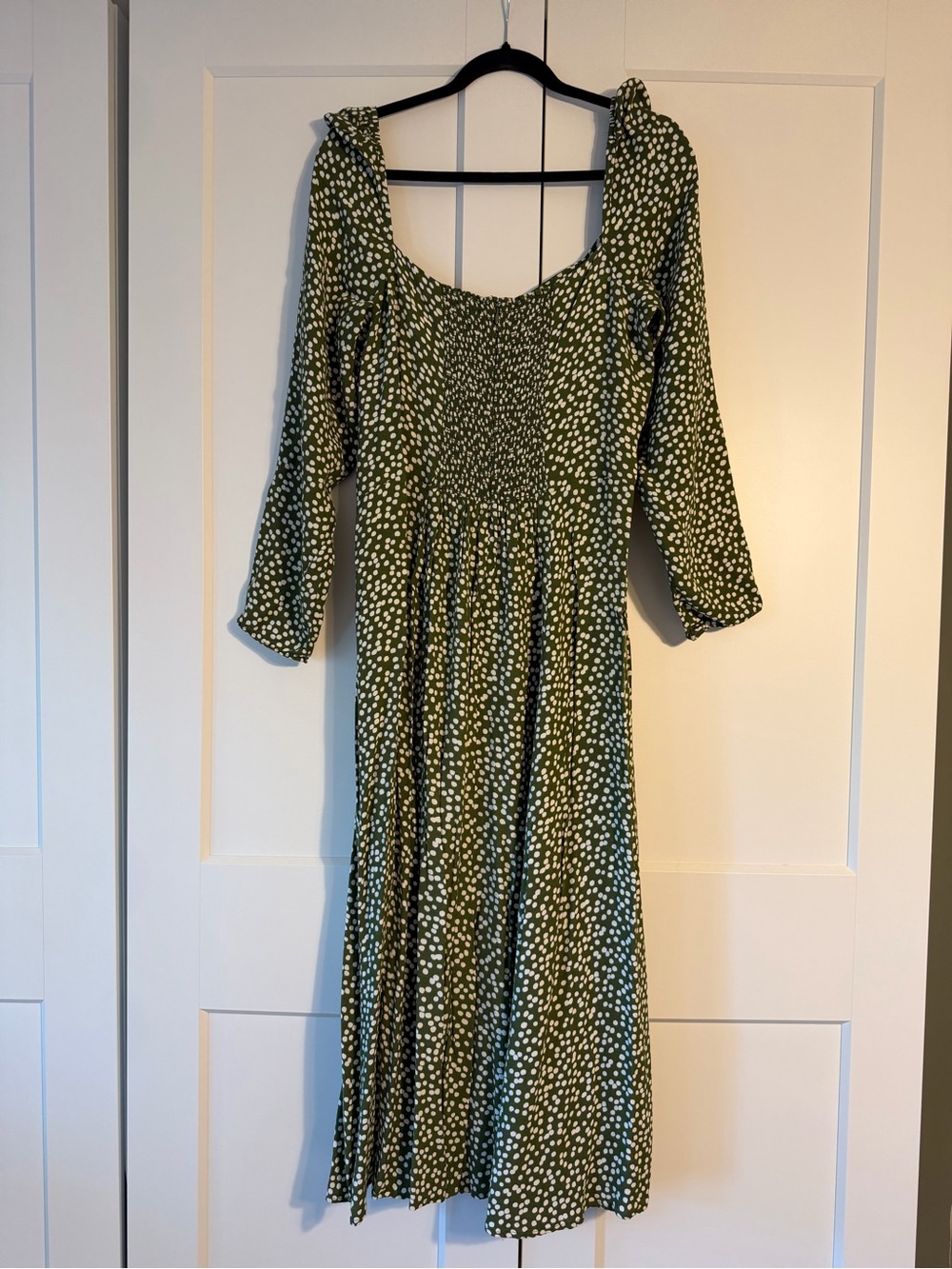 Reformation Olive Green White Midi Dress